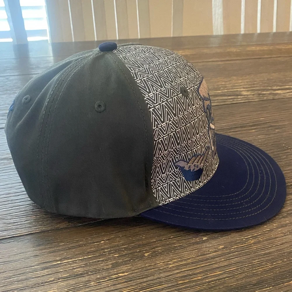 Hawaiian Men’s Tiki Hat Cap Snapback Dark Gray Blue Hang Loose Embroidered Aloha